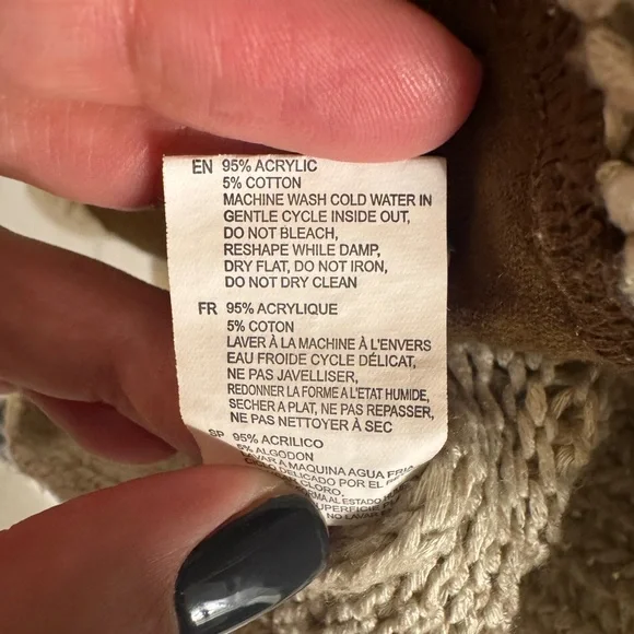 RD Style Women's Beige Sweater with Elbow Patch Detail Size M - Picture 7 of 8